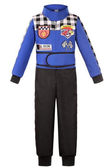 Sizgaroot Kids Race Car Driver Costume Toddler Boys Race Car Driver Halloween Costume (Blue, 5-6 Years)