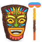 Threan Small Tiki Piñata Tropical Hawaii Piñata With Blindfold Bat Aloha Luau Piñata For Hawaiian Luau Themed Party Decoration Summer Birthday Party Supplies, 15.7 X 3.1 X 12.2 Inch