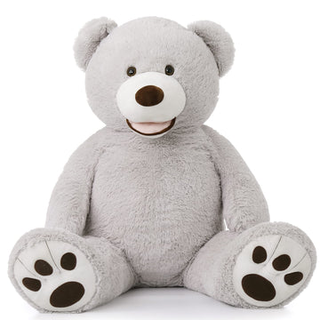 Morismos Giant Teddy Bear Stuffed Animals, Big Gray Teddy Bear Plush Soft Large Bear With Big Footprints Gifts For For Girlfriend Girls On Christmas, 51 Inch