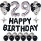 Naninuneno 29Th Black Silver Birthday Party Decorations For Men Women, Happy 29 Birthday Party Supplies With Black Happy Birthda