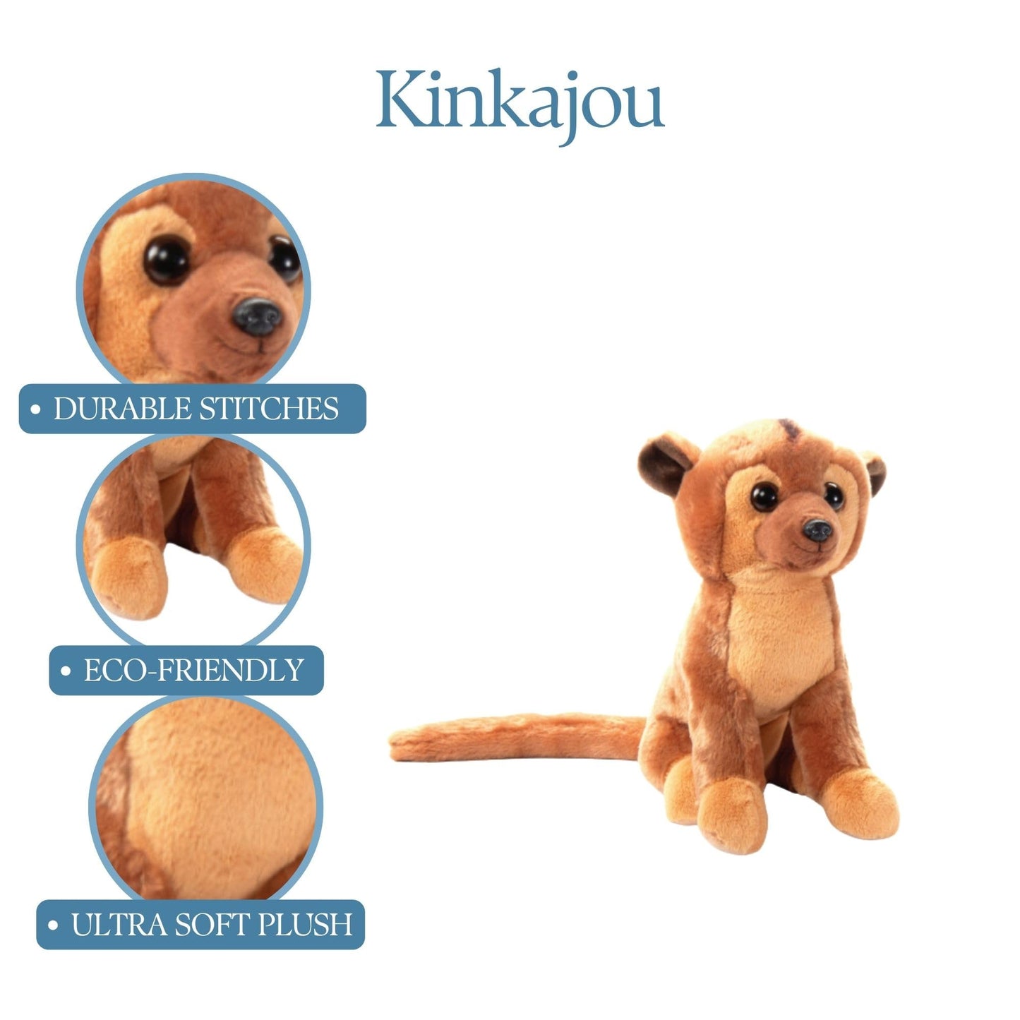 The Petting Zoo Kinkajou Plush Toy, 12" Medium Brown Stuffed Animal, Polyester, Model 422315, Gifts for Kids