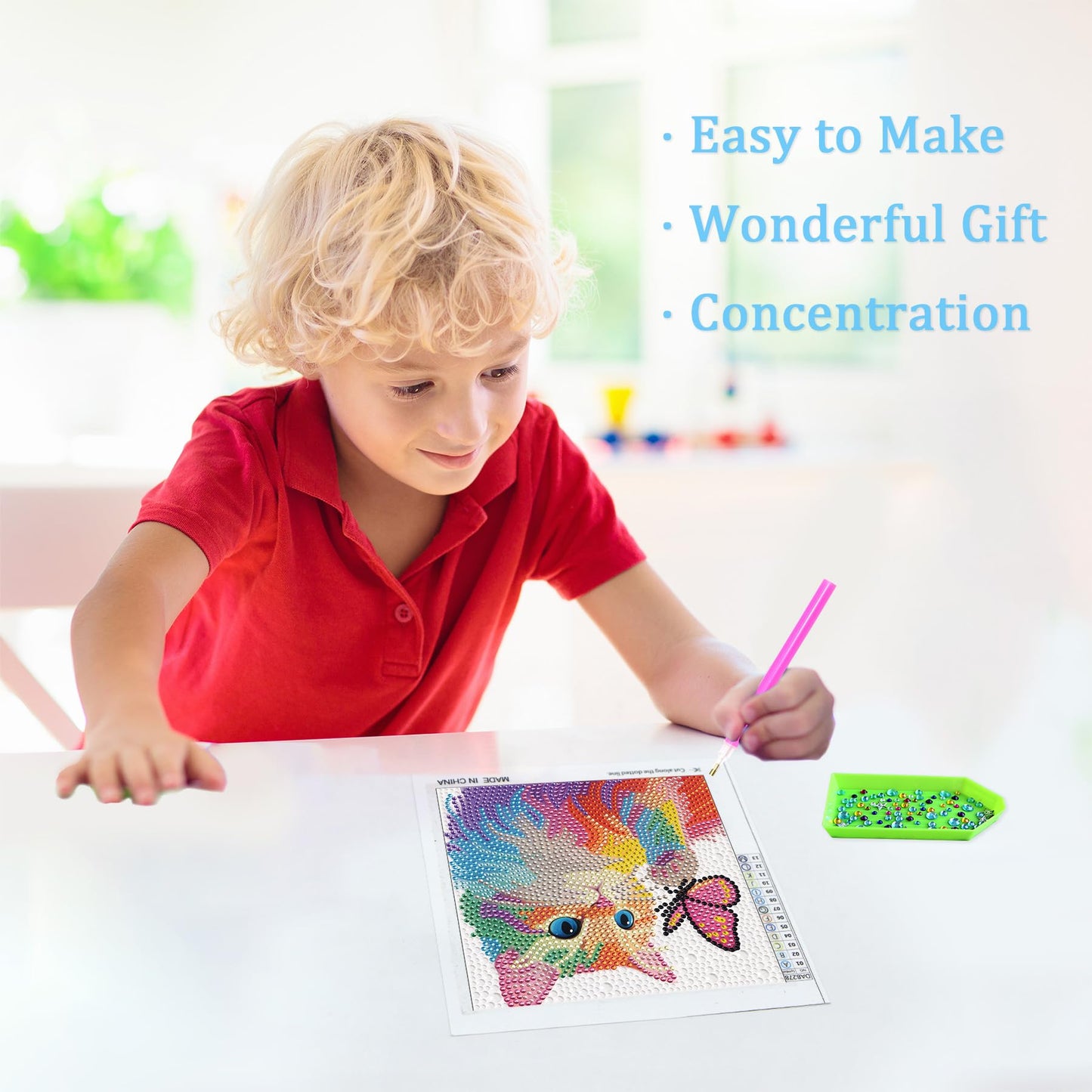 Libfx Diamond Art Kits for Kids with Frame Diamond Art for Girls Boys Beginners Arts and Crafts Ages 8-12 Birthday Gifts (Colorf