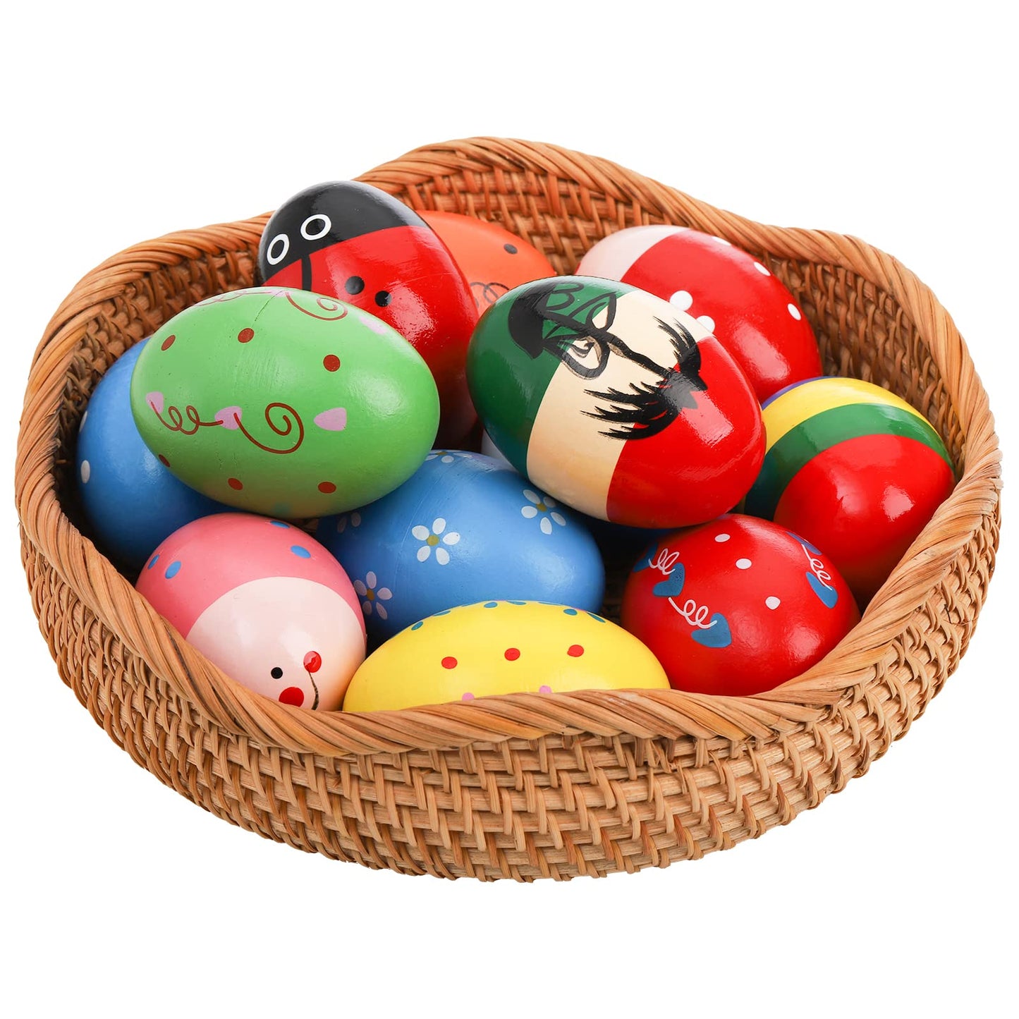Peohud 24 Pack Wooden Egg Shakers, Maracas Percussion Musical Easter Eggs For Kids, Musical Instruments Toys For Toddler Baby Mu