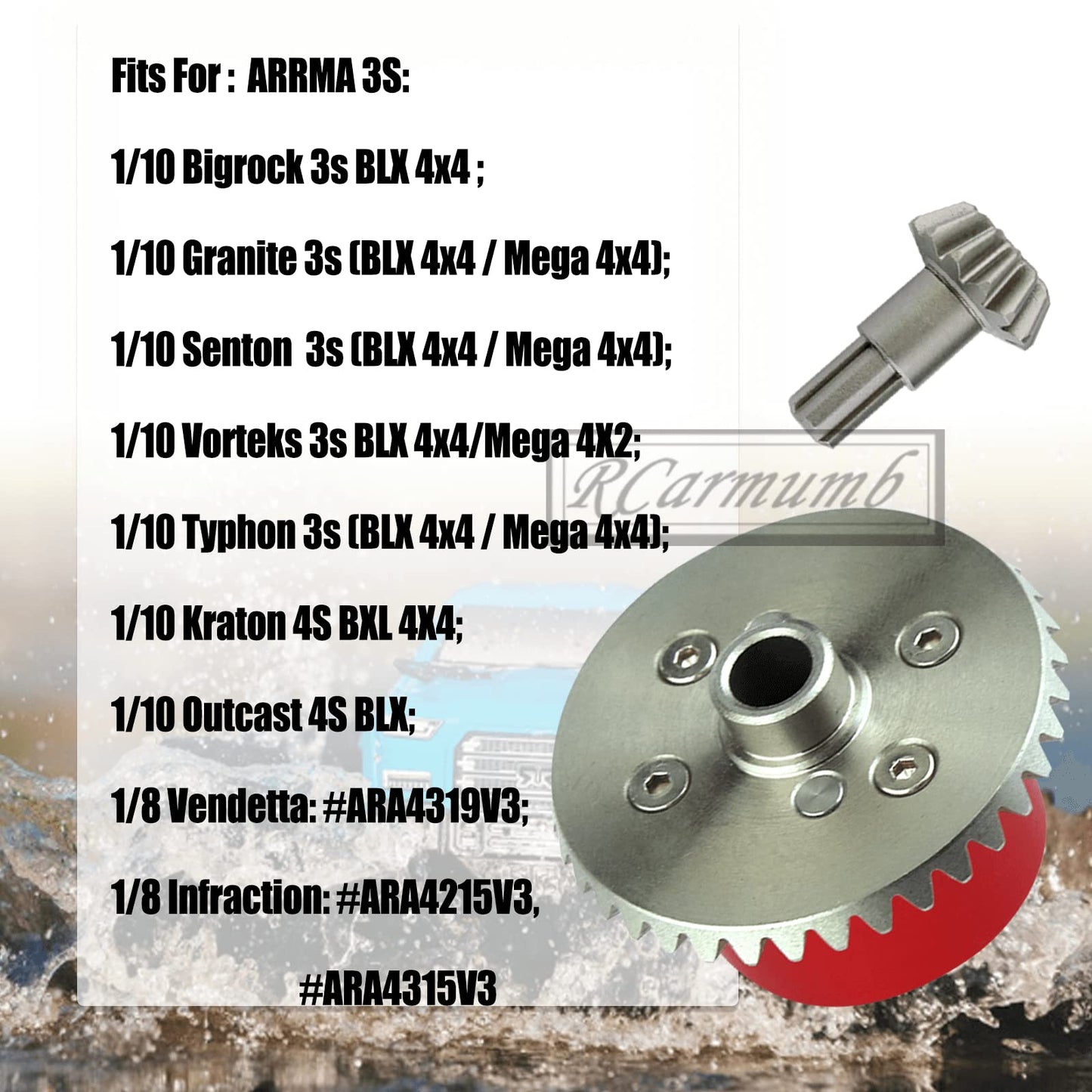 Rcarmumb Upgrades Part for 1/10 Arrma Granite/Senton/Vorteks/Big Rock 3S BLX,1/10 Outcast/Kraton 4S BLX 4X4,1/8 Vendetta/Typhon