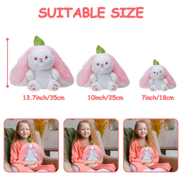 MIAODAM Bunny Stuffed Animal, Reversible Strawberry Rabbit Plush, 7 Cuddle Toy, Cute Doll for Easter & Gifts