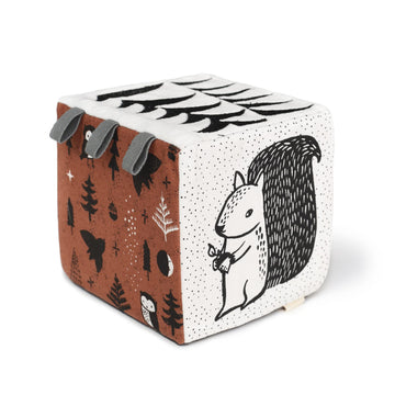 Wee Gallery Soft Block, Baby Sensory Toy With High-Contrast Graphics, Organic Soft Fabric Soft Blocks, Crinkle Flap And Textures