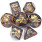 Haxtec Black DND Dice Set 7PCS Filled Resin Polyhedral D&D Dice W/Iridescent Mylar Inclusion Role Playing Dice Dungeons and Drag