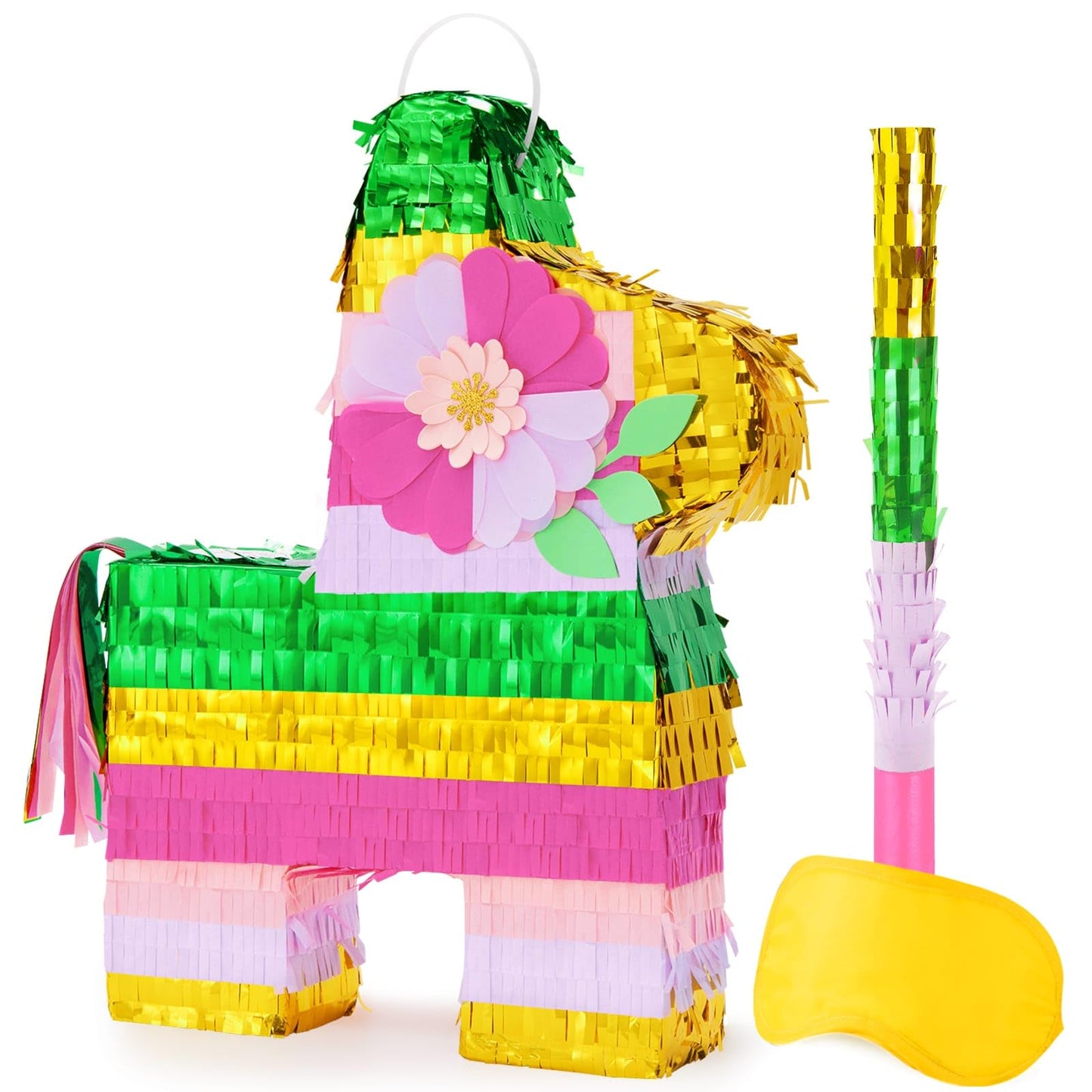WERNNSAI Hawaiian Donkey Piata - Rainbow Donkey Pinata for Summer Party Supply Cinco De Mayo Luau Carnivals Favor Mexican Fiesta