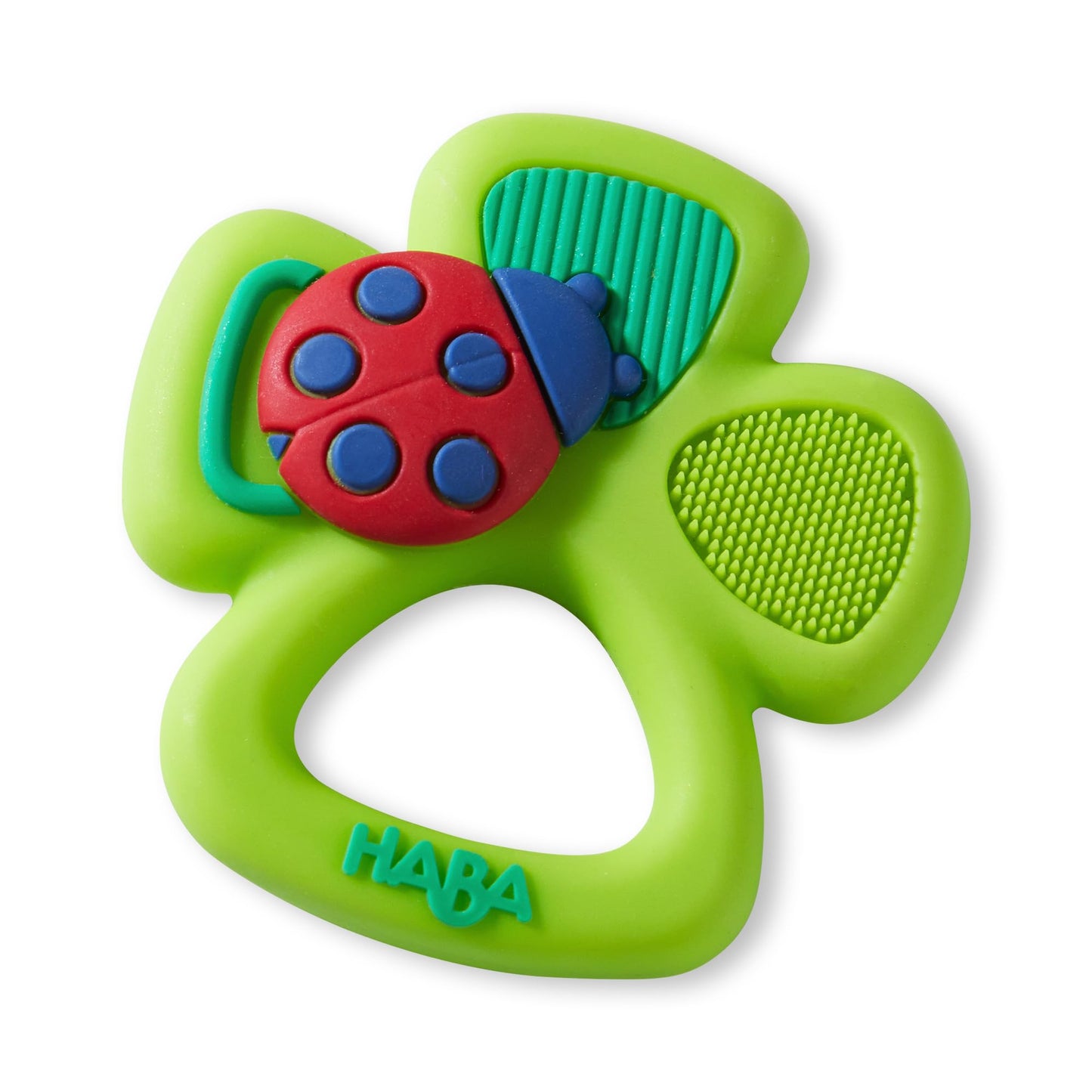 Haba Silicone Teethers For Babies 6-18 Months - Shamrock Saint Patty'S Day Themed Silicone Teether Ring And Grasping Toy For Saf