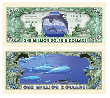 American Art Classics Dolphin Novelty $Million$ Dollar Bill Collectible In Collector Grade Currency Holder - Best Gift For Lovers Of Dolphins