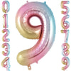 Rainbow Gradient Number 9 Balloon, 40 Inch Big Large Foil Number Balloons, Jumbo Mylar Number 9 Balloons For 9 Year Old Birthday