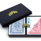 Copag *4-Color Faces* Legacy Design 100% Plastic Playing Cards, Poker Size (Standard) Jumbo Index Red/Blue Double Deck Set