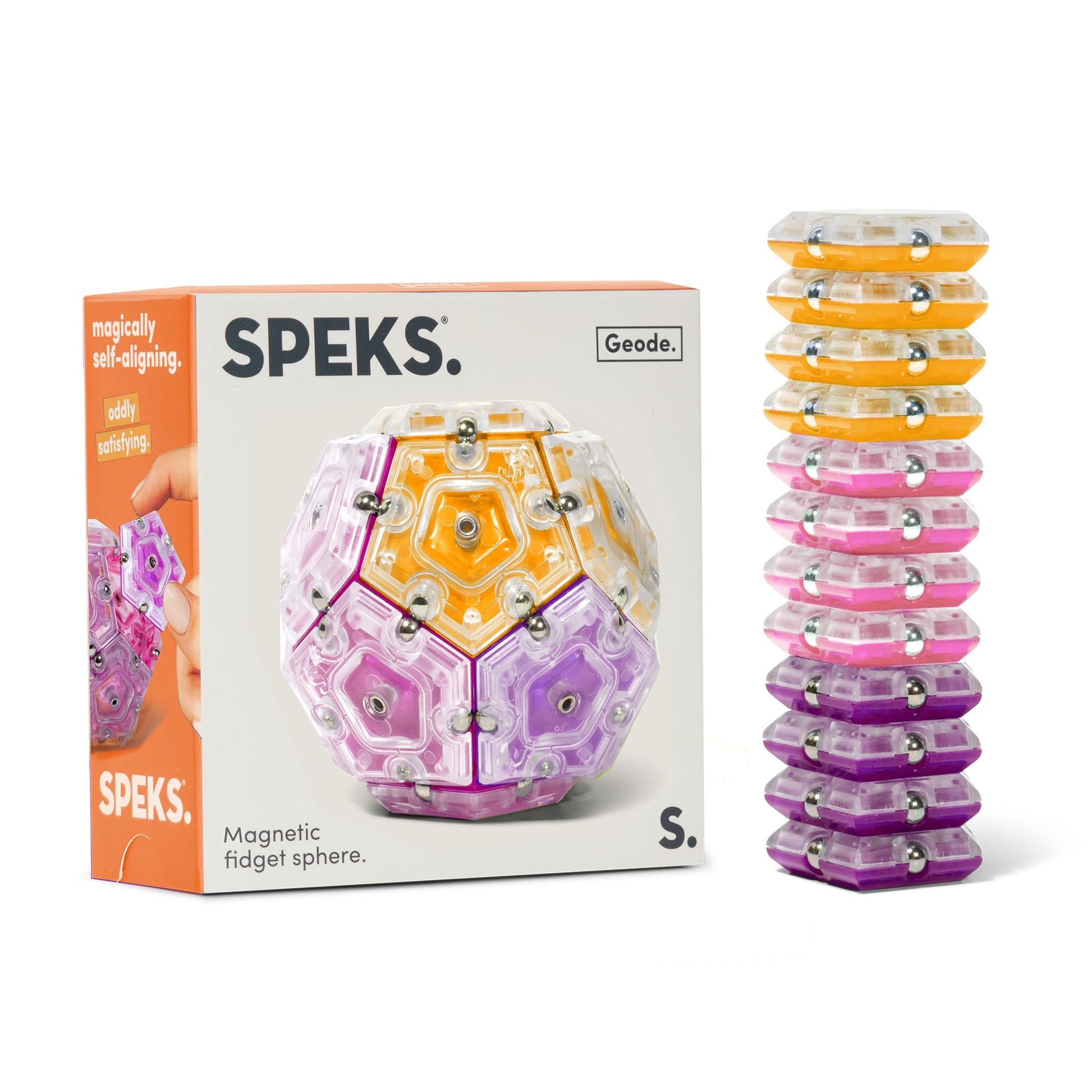 Speks Geode Sphere Magnetic Fidget Toy for mature-themeds | Quiet mature-themed Sensory Toy for Stress Relief & Anxiety  Office Desk Toy & Top Gadget Gift Idea | Warm  12-Piece Set