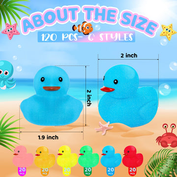 Syhood 120 Pcs Glitter Rubber Ducks 2'' Colorful Rubber Duckies Fidget Toy Small Assorted Ducky For Bath Birthday Gifts Stress R
