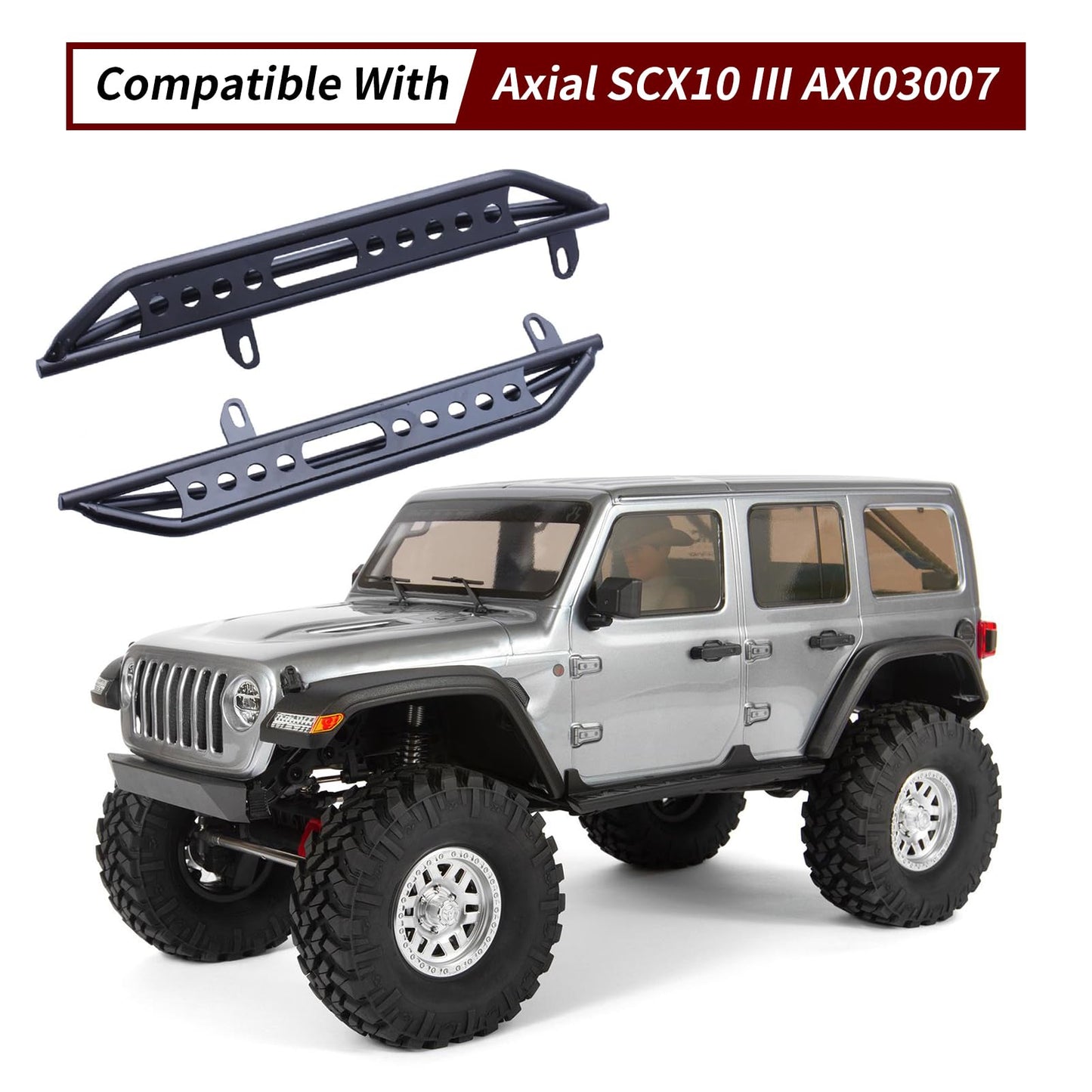 CrazyHobby RC Car Pedals RC Side Board Steps Plate Rock Crawler Sliders for Axial SCX10 III JLU Wrangler 1/10 RC Crawler Body Sh
