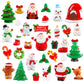 DIYDEC 32Pcs Christmas Miniature Figurines, Mini Resin Figurines to Hide Small Resin Santa Claus Snowman Xmas Trees Animals for 