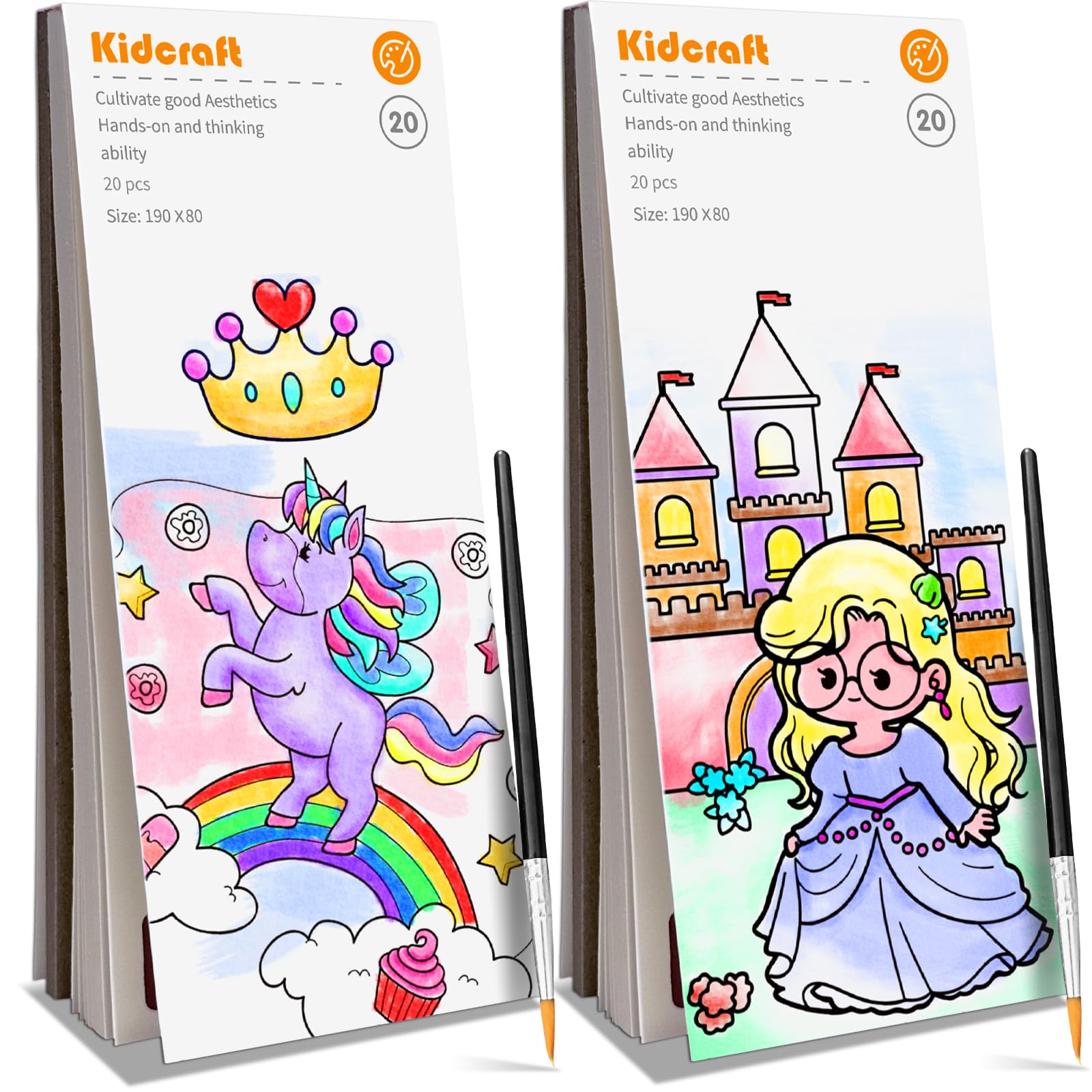 Paint With Water Coloring Books For Kids - 2 Pack, Pocket Mess Free Watercolor Painting Kit, Water Color Paint Set Arts And Craf