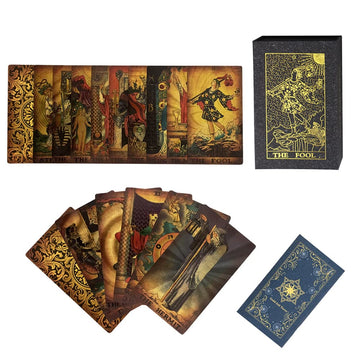 Sunhhx Tarot Cards, 78 Tarot Cards Deck Pvc Waterproof Wrinkle Resistant Gold Foil Classic Tarot Cards With English Instructions Book, Tarot Cards For Beginners