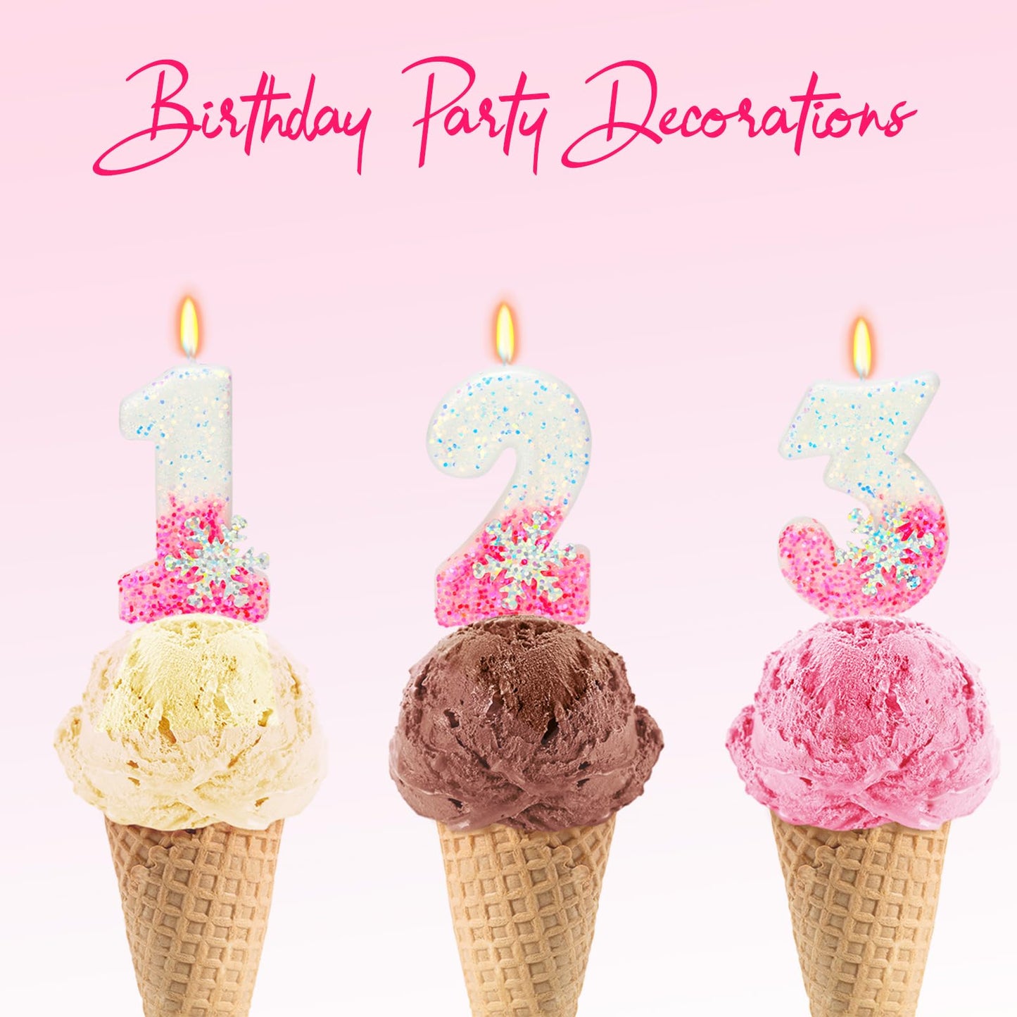 Frozen Themed Birthday Candles, Number 1 Snow Birthday Candle for Party Supplies, Frozen Birthday Party Supplies, 2.76 inch 1st