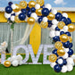 Navy Blue Gold Balloons Garland Kit, 120 Pcs Navy And Gold Confetti White Balloons Arch For Graduation Birthday Party Baby Showe