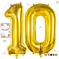 Smlpuame 40 Inch Number Balloon 0-9 Gold Large Number 10 Balloons,Digital Balloons For Birthday Party Celebration Decorations Su