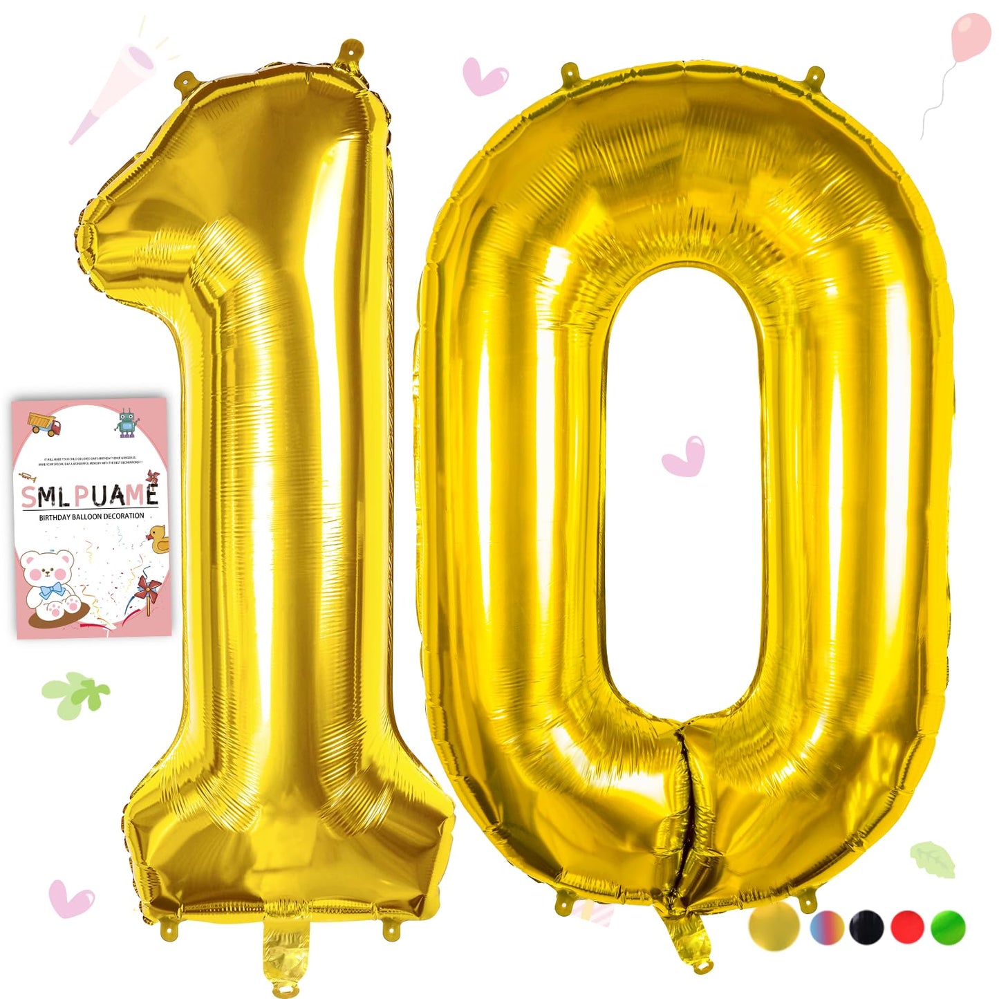 Smlpuame 40 Inch Number Balloon 0-9 Gold Large Number 10 Balloons,Digital Balloons For Birthday Party Celebration Decorations Su
