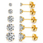Kainier 5 Pairs 14K gold Plated Stud Earrings Set 316L Stainless Steel Earrings cubic Zirconia (cZ) Ear Stud for Women girls Hyp