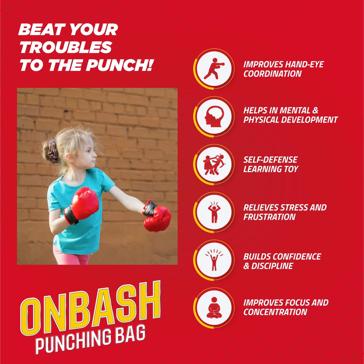 Emaas Punching Bag Set For Kids With Boxing Gloves & Hand Pump - 3-8 Years Old Adjustable Kids Punching Bag With Stand - Top Gif