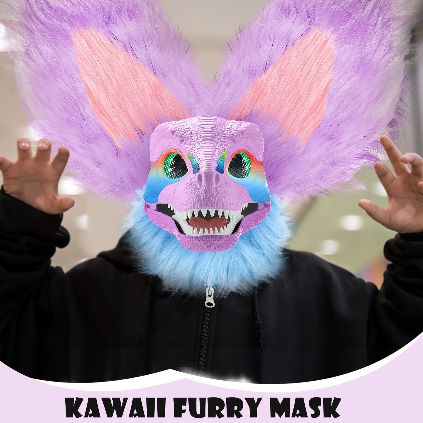 Seenelling 13 Pcs DIY Dino Mask Kit Hard Plastic Dinosaur Mask Furry Therian Dino Costume Kit Animal Dinosaur Party Costume(Cute