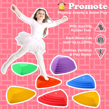 Gentle Monster Stepping Stones For Kids, Set Of 6 Pcs For Balance With Non-Slip Bottom - Exercise Coordination And Stability, Perfect Indoor And Outdoor Play Equipment For Kids, Unique Birthday Gift…