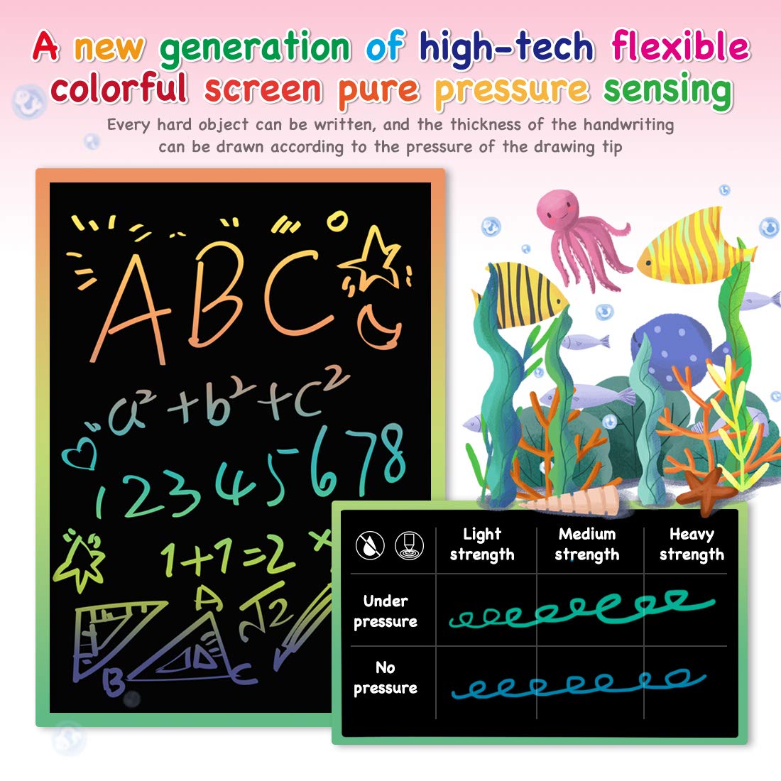 ORSEN 10 Inch LCD Writing Tablet - Colorful Doodle Board for Kids, Pink, Model OS-LCD-10, Educational Gift for Ages 3-6