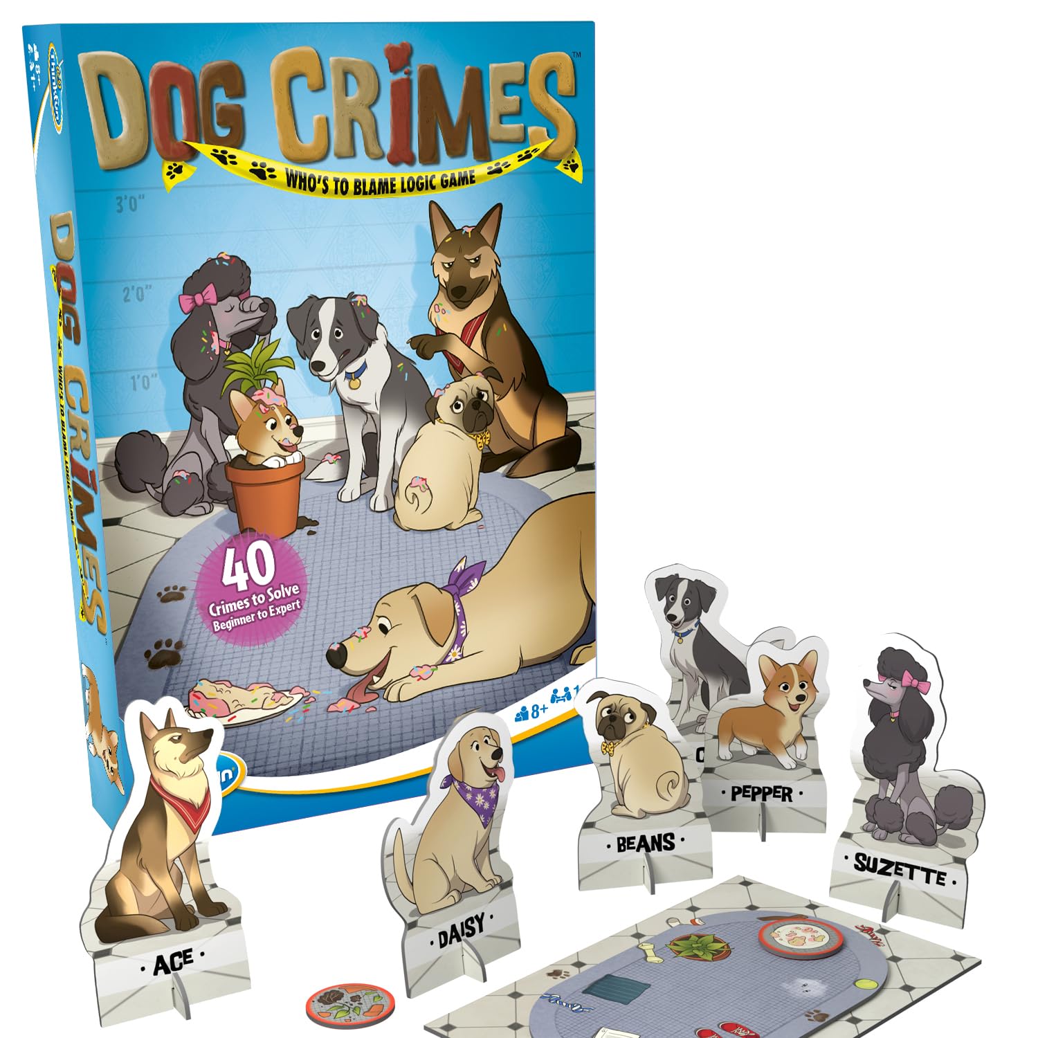 Thinkfun Dog Crimes Logic Game And Brainteaser For Boys And Girls Age 8 And Up - A Smart Game With A Fun Theme And Hilarious Art