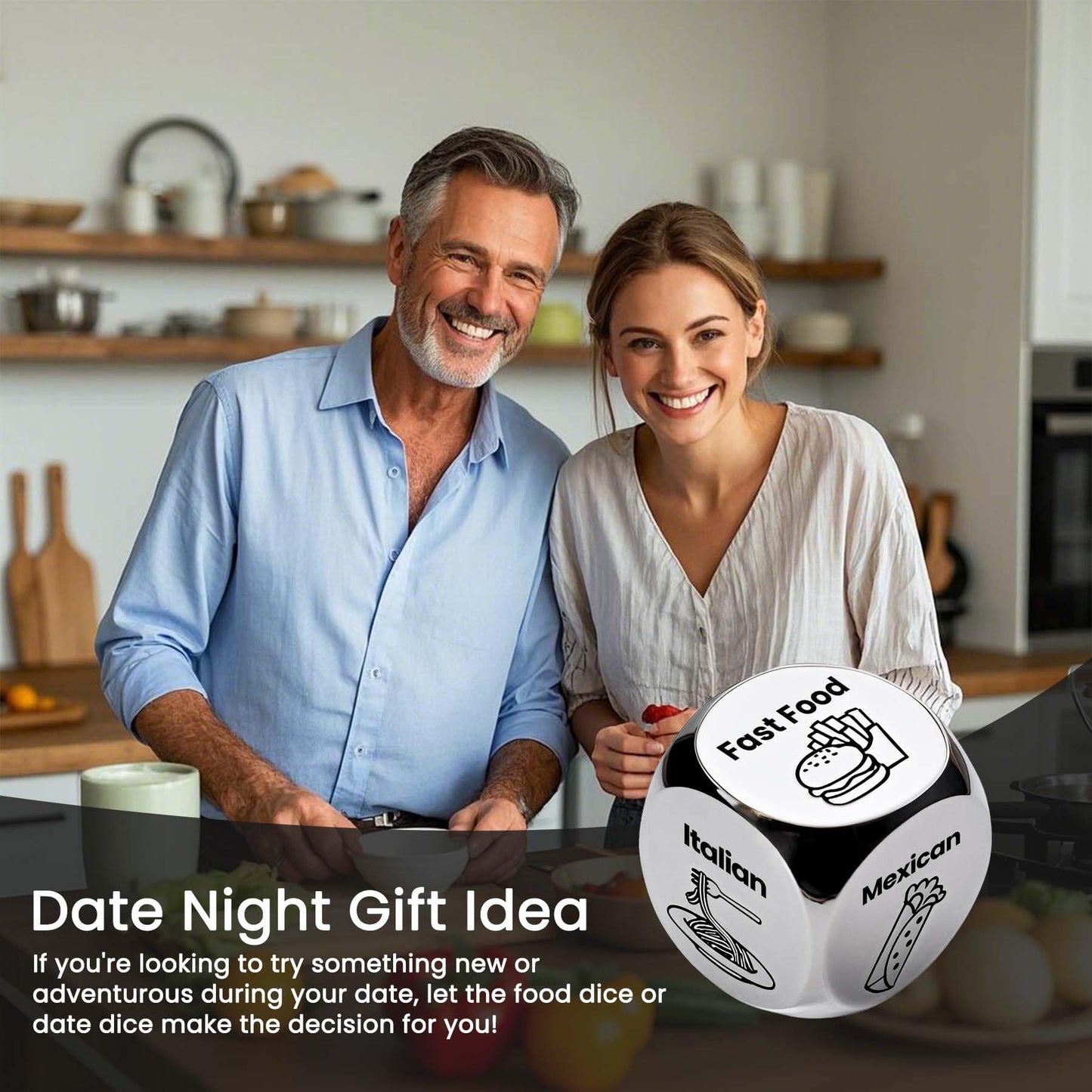 Valentines Day Gifts For Him Her,Food Dice,Anniversary Steel Food Decision Dice Couple Gifts For Women Men Christmas Birthday We