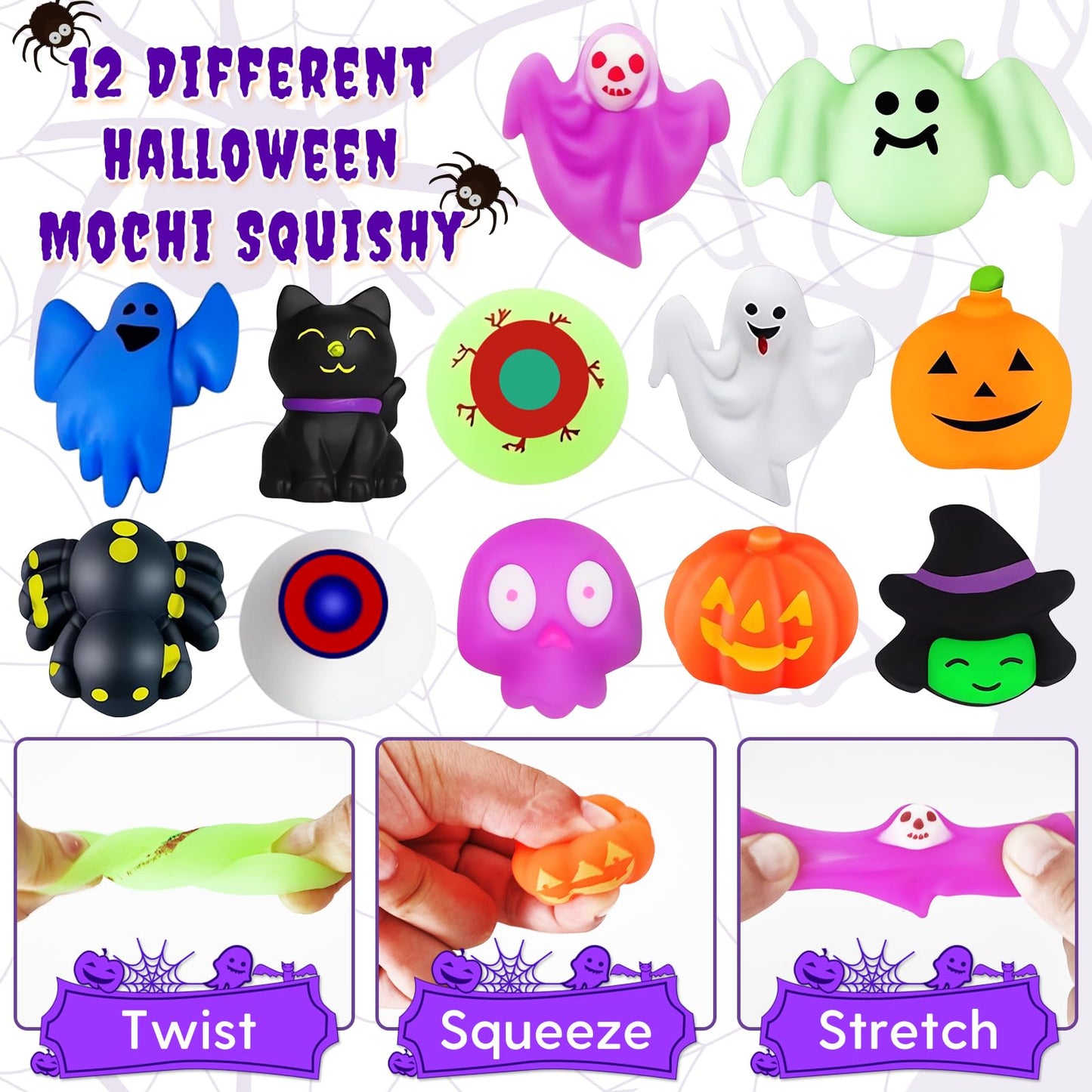 Halloween Party Favors for Kids, 48 Pcs Halloween Pumpkin with Halloween Squishy and Building Blocks, Halloween Goodie Bags Fill
