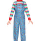 Besserbay Halloween Girls Blue Scary Jumpsuit Horror Killer Doll Front Pocket Clothes Overalls With Striped Shirt 4 Years