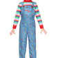 Besserbay Halloween Girls Blue Scary Jumpsuit Horror Killer Doll Front Pocket Clothes Overalls With Striped Shirt 4 Years