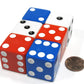 Set of 6 Patriotic D6 25mm Large Opaque Jumbo Dice- 2 Each of Red White and Blue by Koplow Games