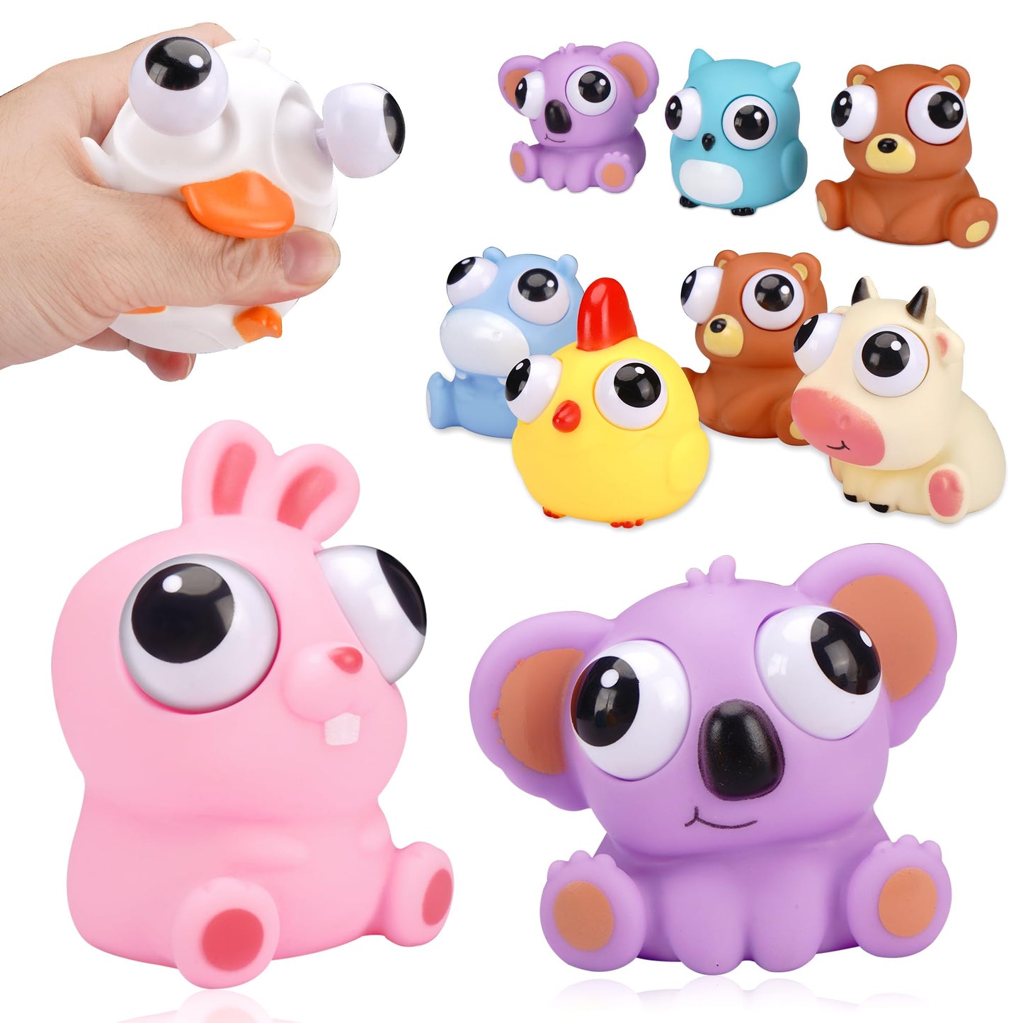 Sepco Animal Squeeze Toys With Pop Out Eyes Eye Popping Stress Relief Toy Balls Fun Fidget Gagdets For Kids Birthday Party Favor
