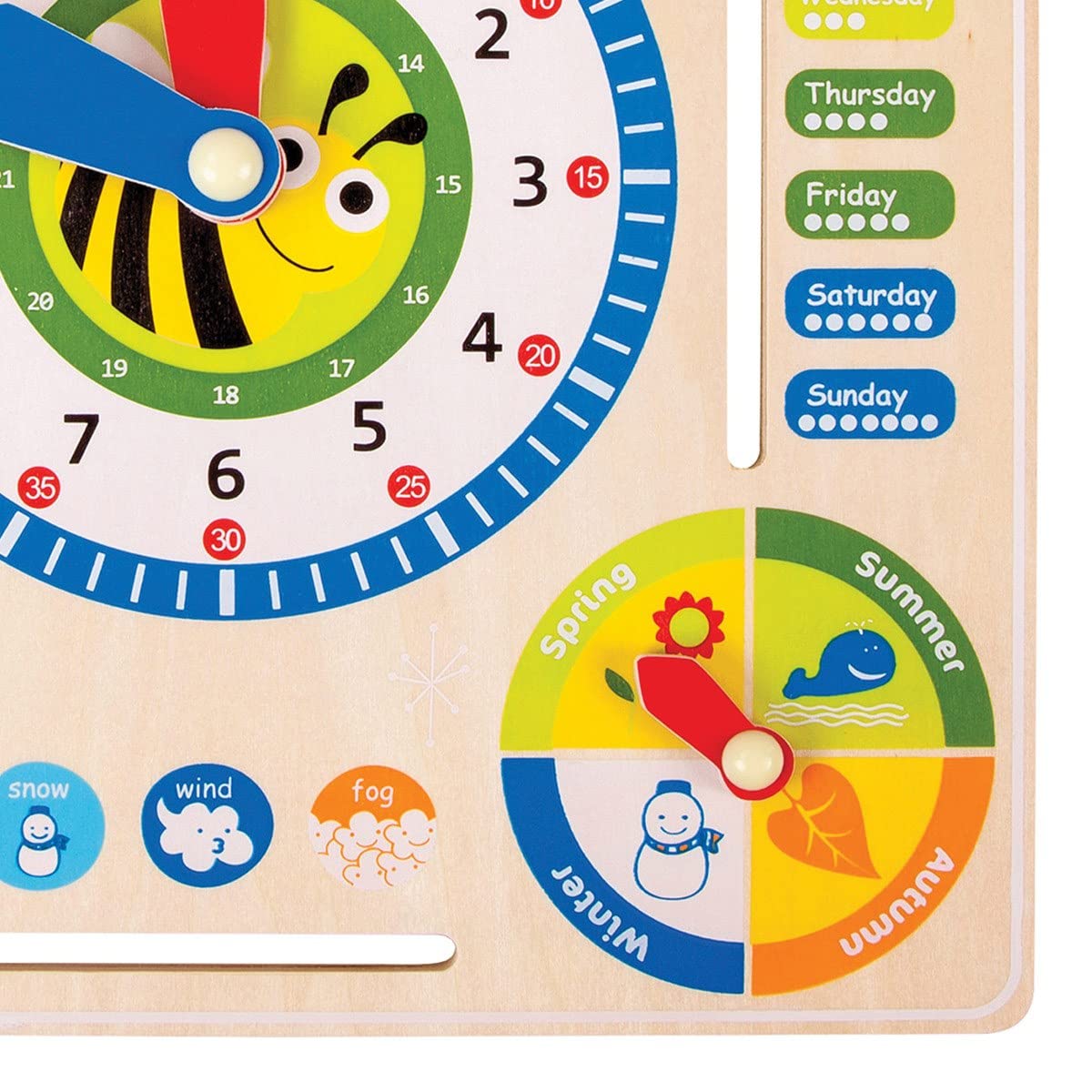Small Foot Wooden Toys Educational Board Date, Time & Season Wooden Educational Toy Playset Designed For Children 3+, Multi (4768)