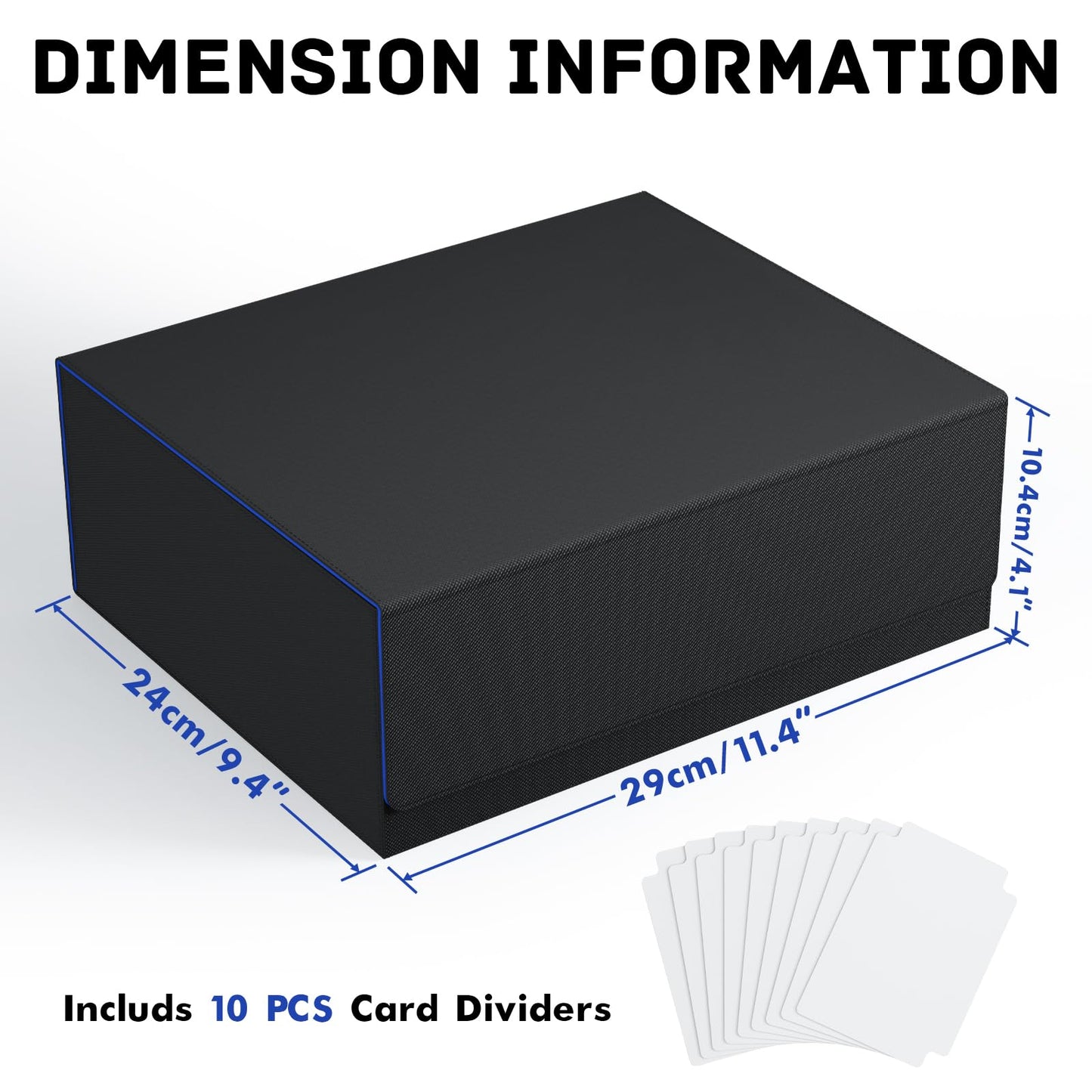 Zlca Card Storage Box For Mtg Ptcg, Commander Deck Box Holds 1800+ Cards, Card Storage Case, Card Organizer For Tcg Sport Cards(Black&Blue)