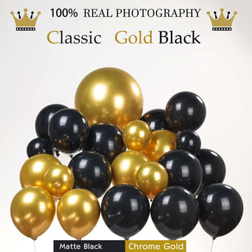 Black And Gold Balloons Garland Arch Kit 133Pcs With Starburst Myalr Balloons For Class Of 2024 Graduation Prom Party Men 30Th B