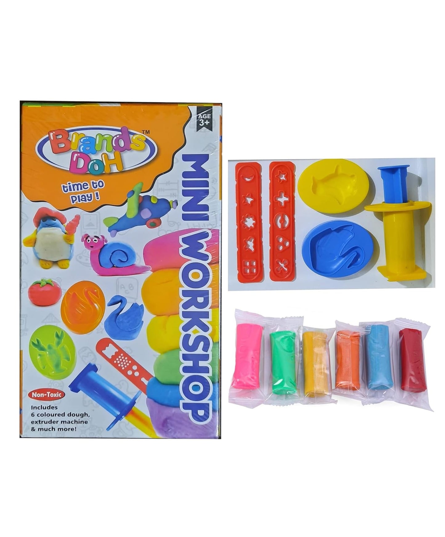 Paper Moon Diy Dough Play Set With Moulds And Accessories For Kids 6 Clays And 5 Accessories  Multicolor