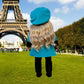 Parisian Stroll - 4 Piece Outfit - Blue Fleece Coat With Matching Beret, Black Leggings And Boots - Clothes Fits 18 Inch Doll (Doll Not Included)