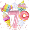 Donut 7Th Birthday Decorations,Sweet 7Th Birthday Party Decorations For 7Th Birthday Donuts Foil Balloons Sweet 7Th Donut Birthday Party Decorations Party Supplies Backdrops For Girls