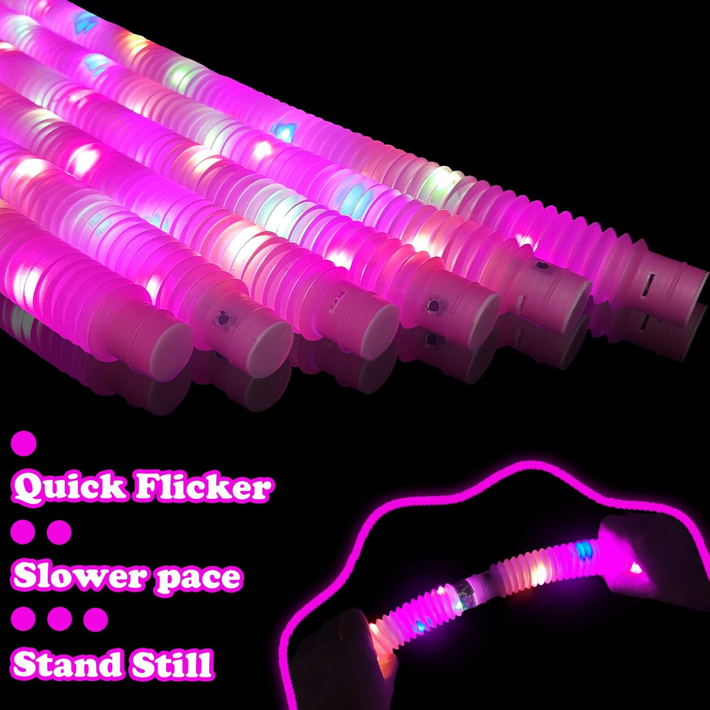 Kannove 12 Pcs Pink Glow Sticks Party Favors For Kids,Led Light Up Pop Tubes For Toddlers,Neon Necklaces Bracelets Accessories,G