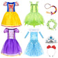 Kileubuto Princess Dress Up For Girls - Princess Dresses Clothes Costumes With Princess Crown Accessories For Little Girls 3-8,T