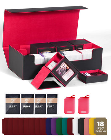 Zlca Mtg Card Storage Box 5 In 1,Large Card Deck Case For Tcg Magic Sports Game Cards(Black&Red)