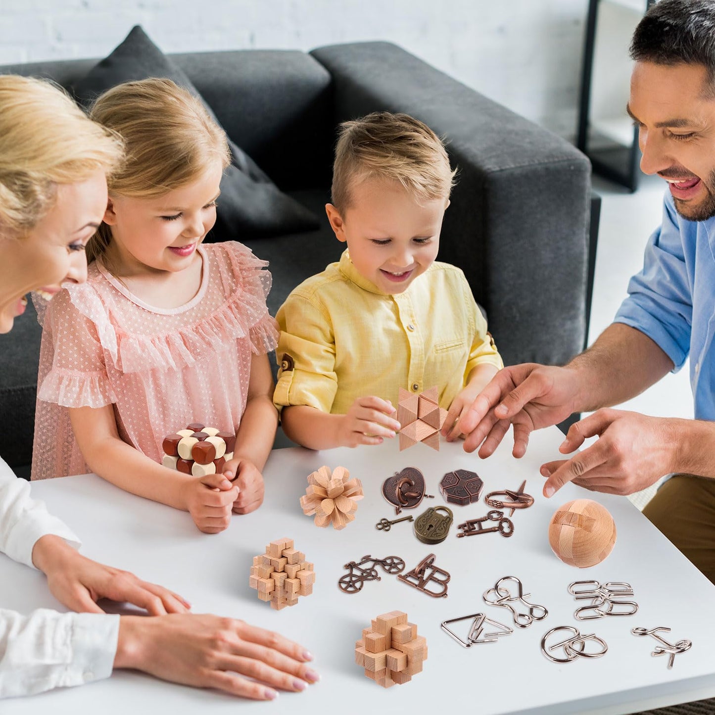 36 Pcs 3D Metal Brain Teasers Puzzle Game Toys For Adults Teens - Educational Iq Toys, Mind Games, Wooden And Metal Unlock Inter