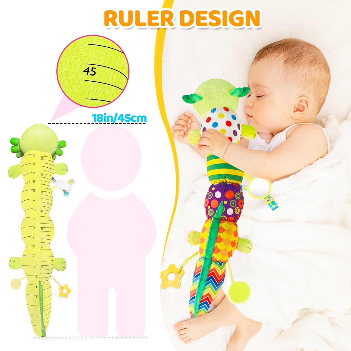 Baby Toys For 0-6 6-12 Months, Sensory Music Animal Stuffed Toy For 0 1 2 3 4 5 6+ Month, Plush Axolotl Toy With Crinkle And Rattles For Infant Newborn, Tummy Time Toys Gifts For 0-3-6-12 Month, Green