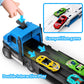 Dowellin Carrier Truck Toys for Kids, 4.6-FT Foldable Hauler Track Ejection Car and 6 Metal Race Car with Light&Sounds, Truck To